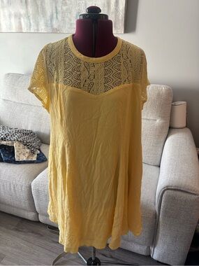 torrid Yellow Lace Trim Tank Top
